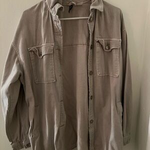 Casual Tan Button-Up Shirt/Jacket